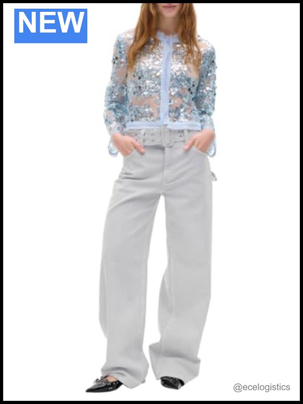 Cropped Sequin Jacket Relaxed Fit Sheer Base Recycled Polyester